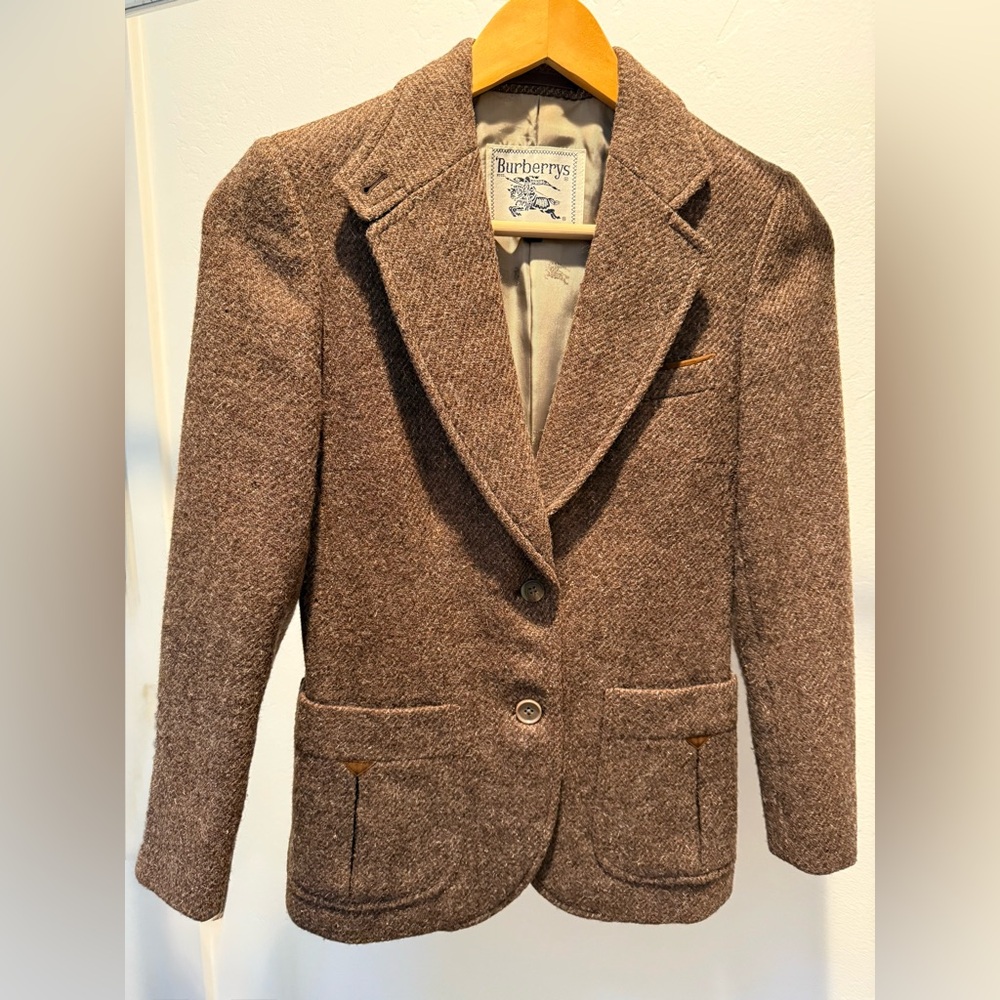 BURBERRY Brown Wool Tweed Vintage Blazer, VGUC